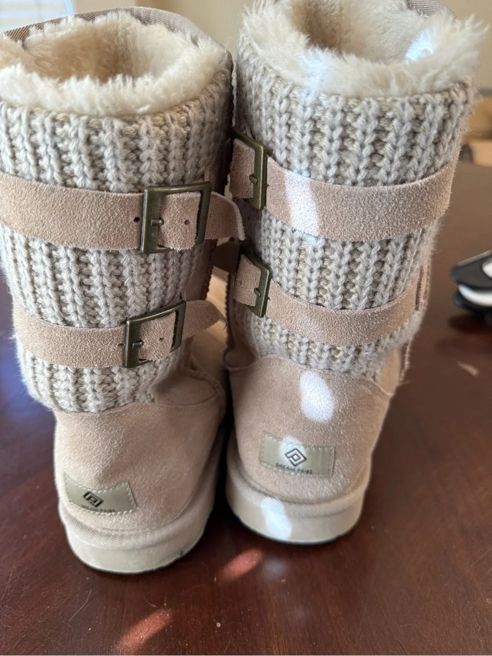 Dream Pairs Tan Suede Plush-Lined Ankle Boots